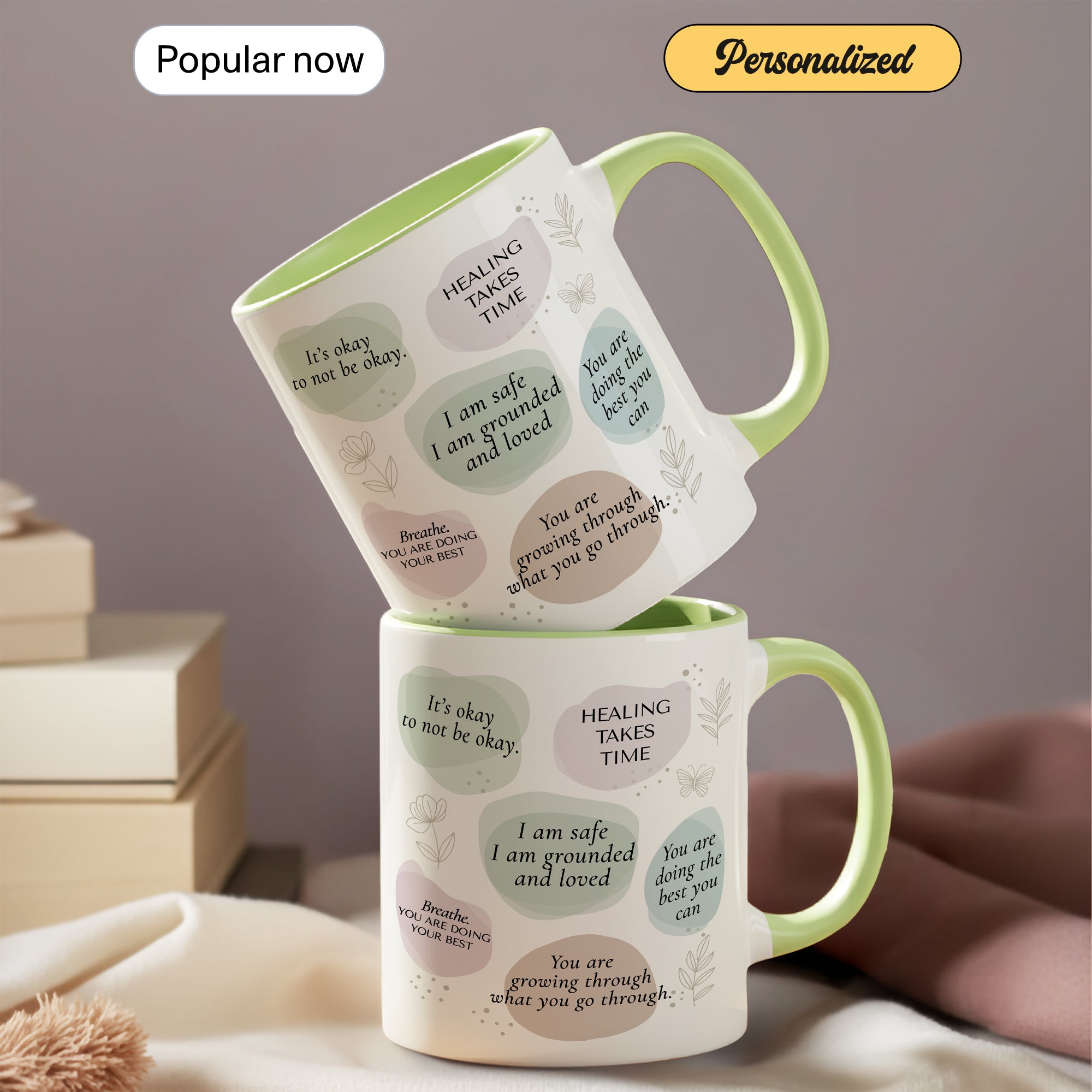 Healing Takes Time Mug – Self Love Affirmation Coffee Cup – Mental Health Encouragement Gift – Inspirational Ringer Mug 11oz 15oz |Mug 106