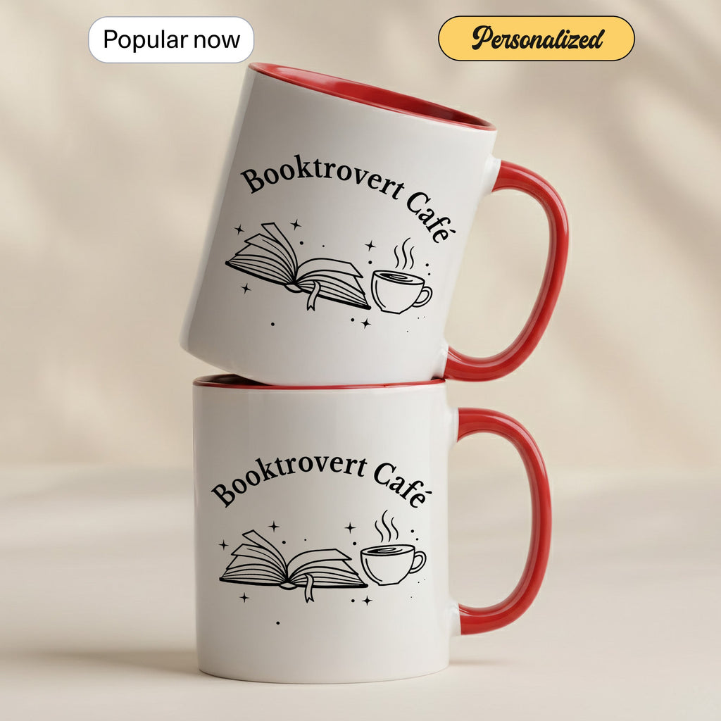 Booktrovert Cafe Mug – Book Lover Coffee Cup – Introvert Reader Gift – Multi Color Ringer Mug 11oz 15oz |mug 102