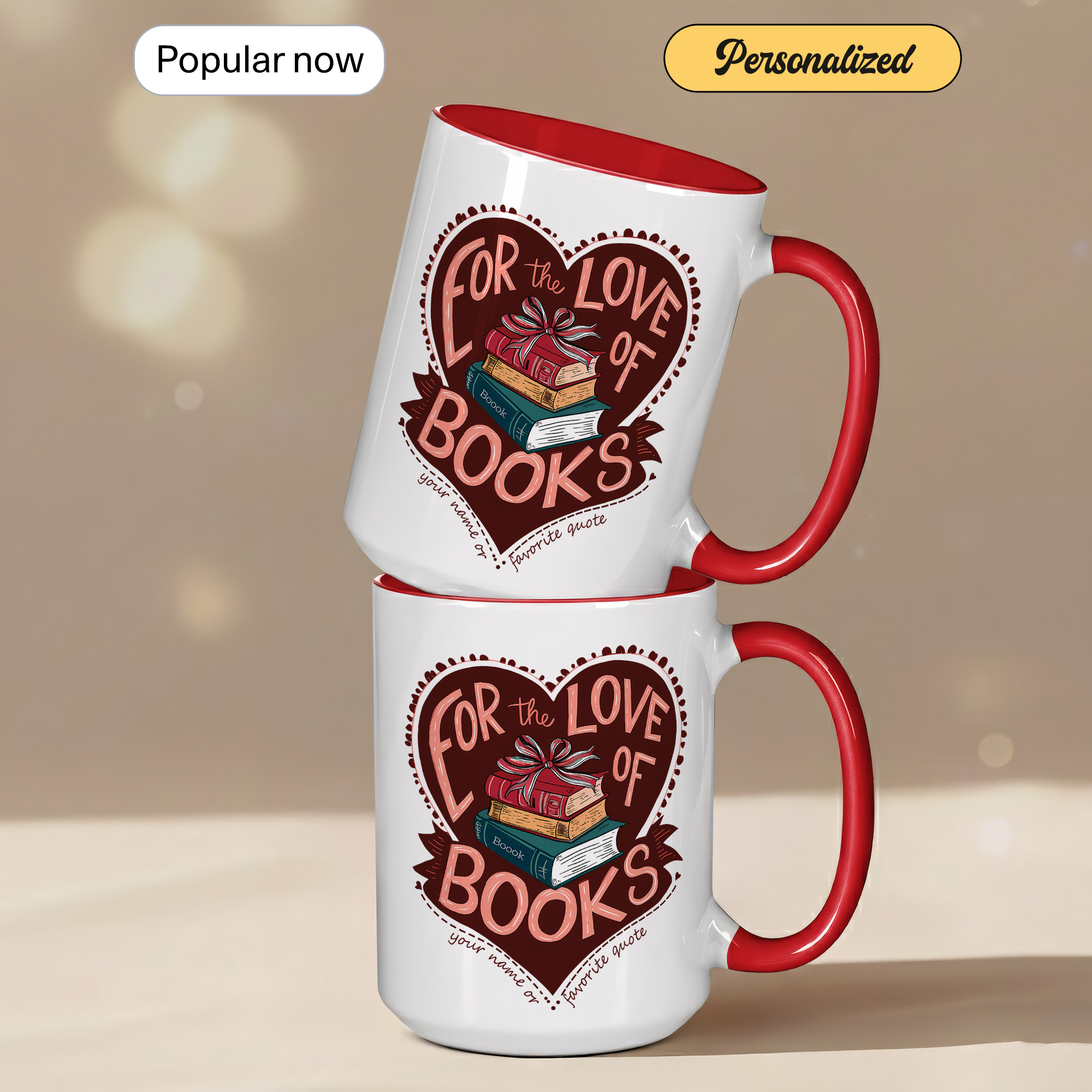 For The Love Of Books Mug – Book Lover Coffee Cup – Reader Gift – Bookworm Aesthetic Mug – 11oz 15oz Ringer Mug |Mug 139