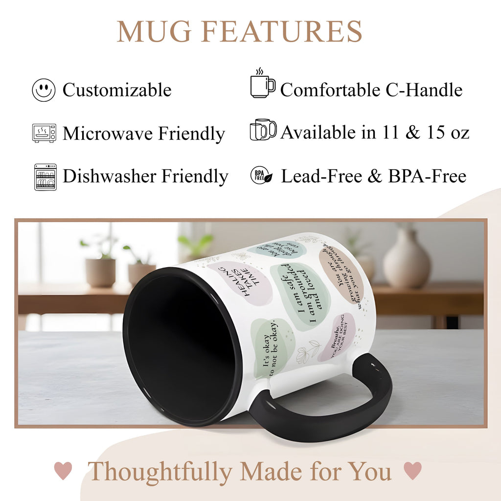 Healing Takes Time Mug – Self Love Affirmation Coffee Cup – Mental Health Encouragement Gift – Inspirational Ringer Mug 11oz 15oz |Mug 106