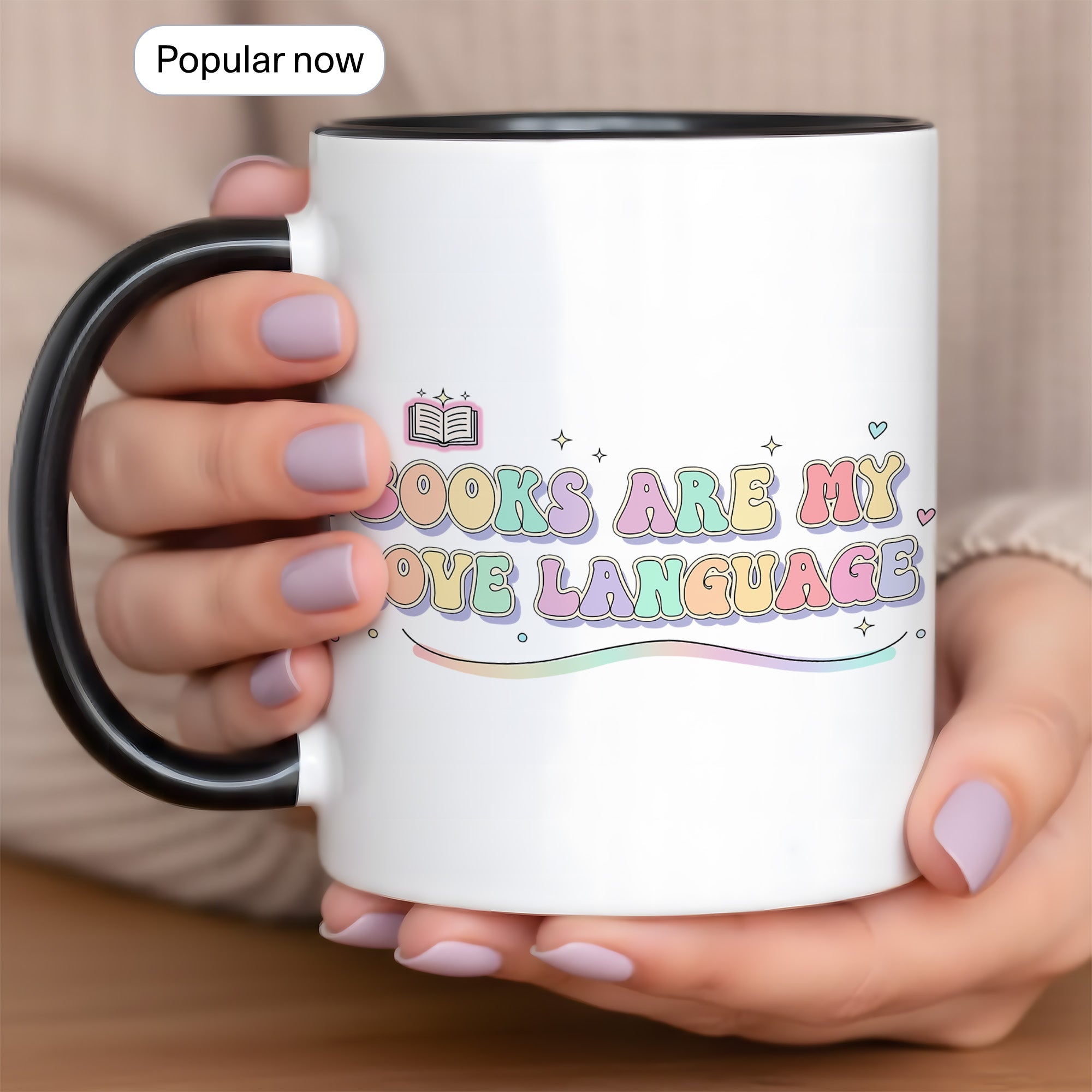 Books Are My Love Language Mug - Cute Book Lover Coffee Cup - Pastel Aesthetic Reader Gift - Bookworm Mug for Women - 11oz 15oz | Mug 158