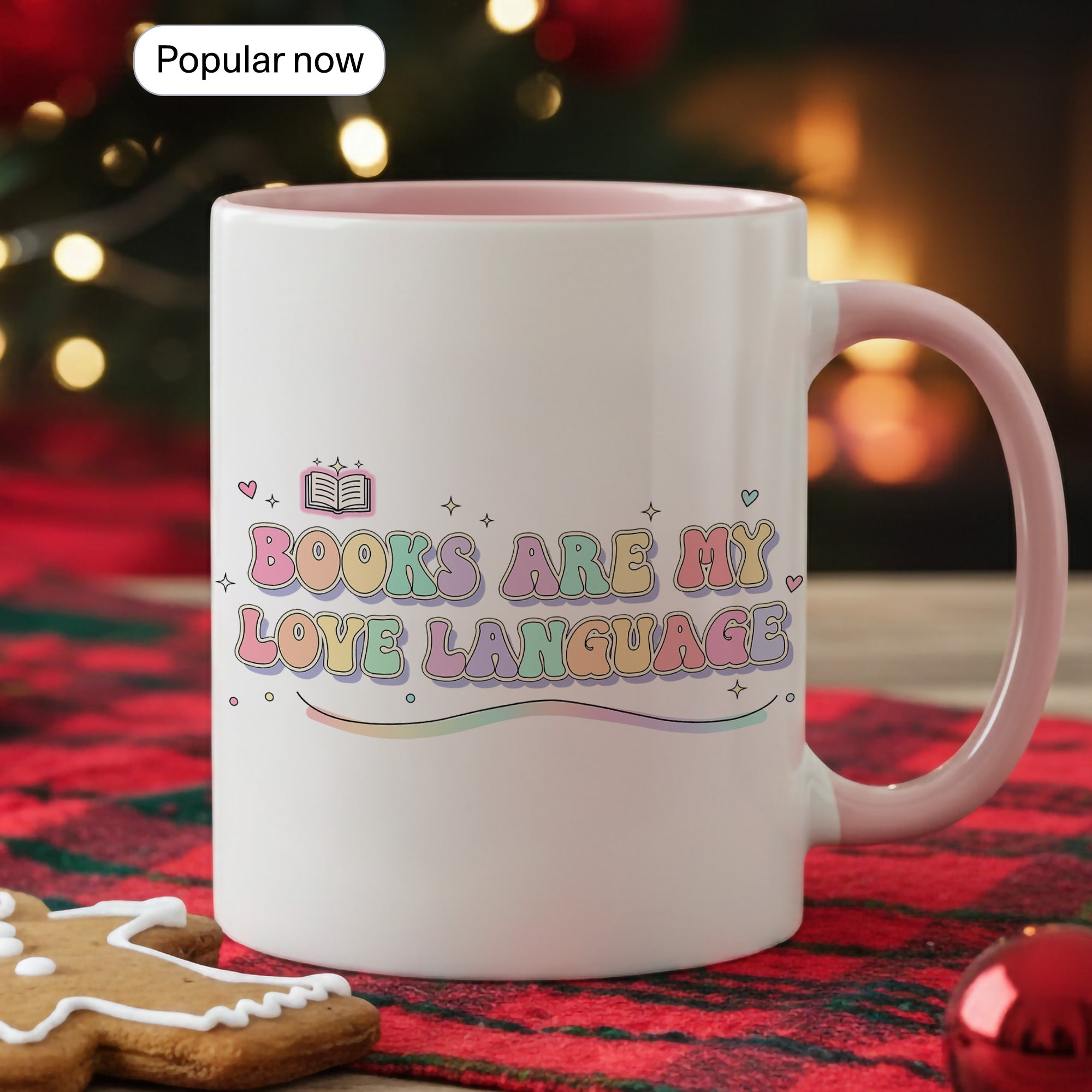 Books Are My Love Language Mug - Cute Book Lover Coffee Cup - Pastel Aesthetic Reader Gift - Bookworm Mug for Women - 11oz 15oz | Mug 158