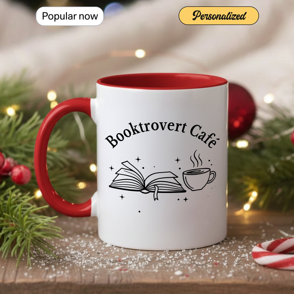 Booktrovert Cafe Mug – Book Lover Coffee Cup – Introvert Reader Gift – Multi Color Ringer Mug 11oz 15oz |mug 102