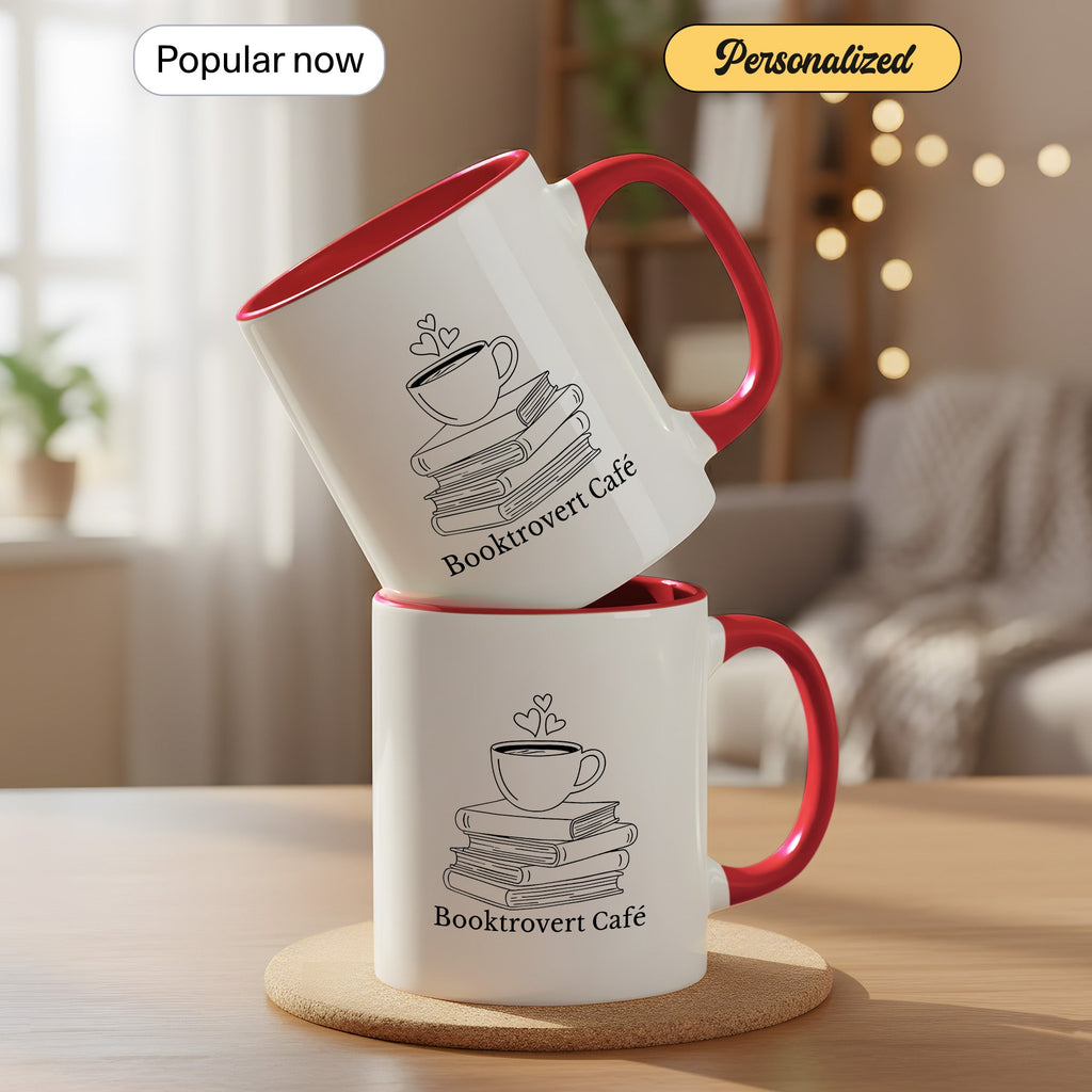 Booktrovert Cafe Mug – Book Lover Coffee Cup – Introvert Reader Gift – Multi Color Ringer Mug 11oz 15oz | Mug 104